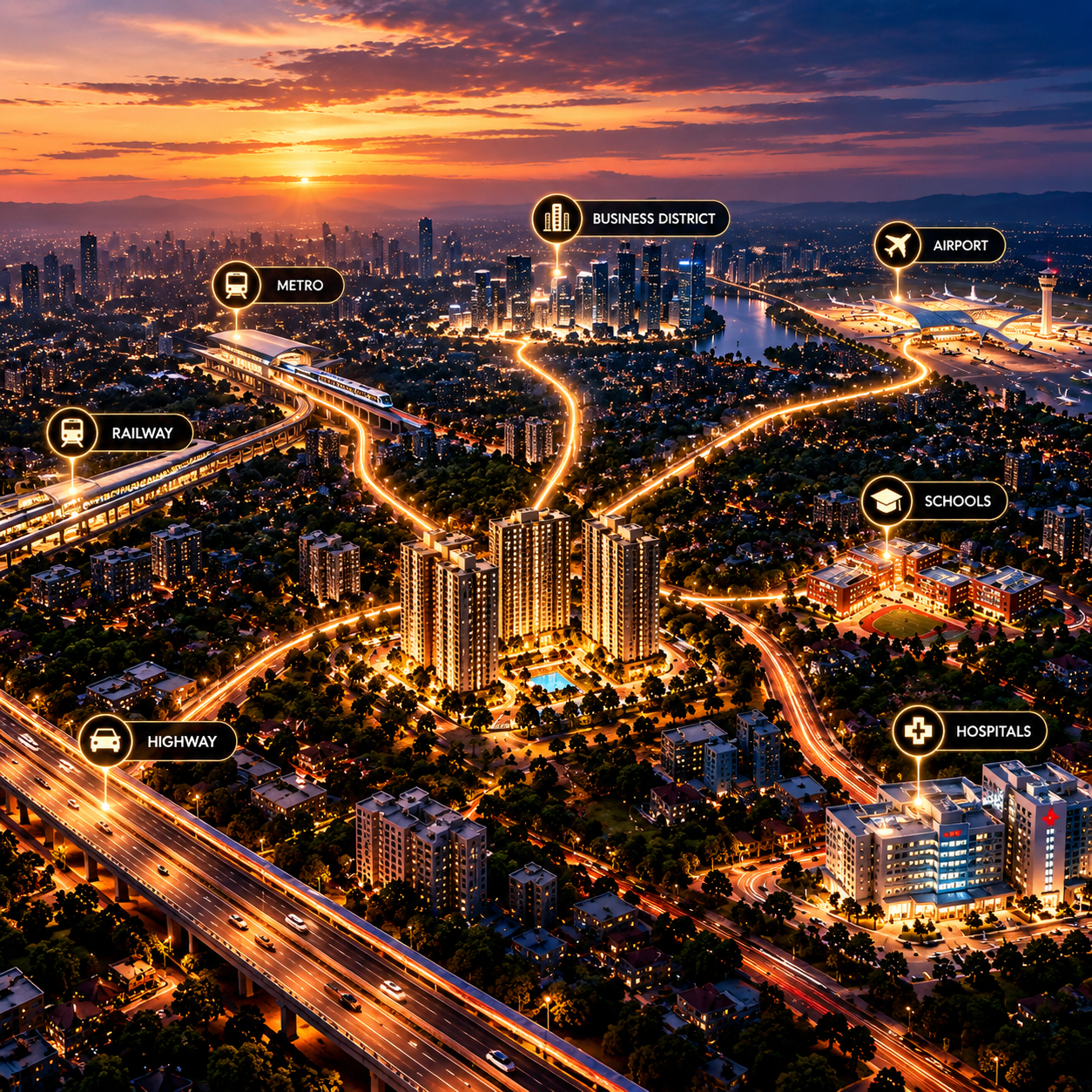 The Residence location and surrounding connectivity